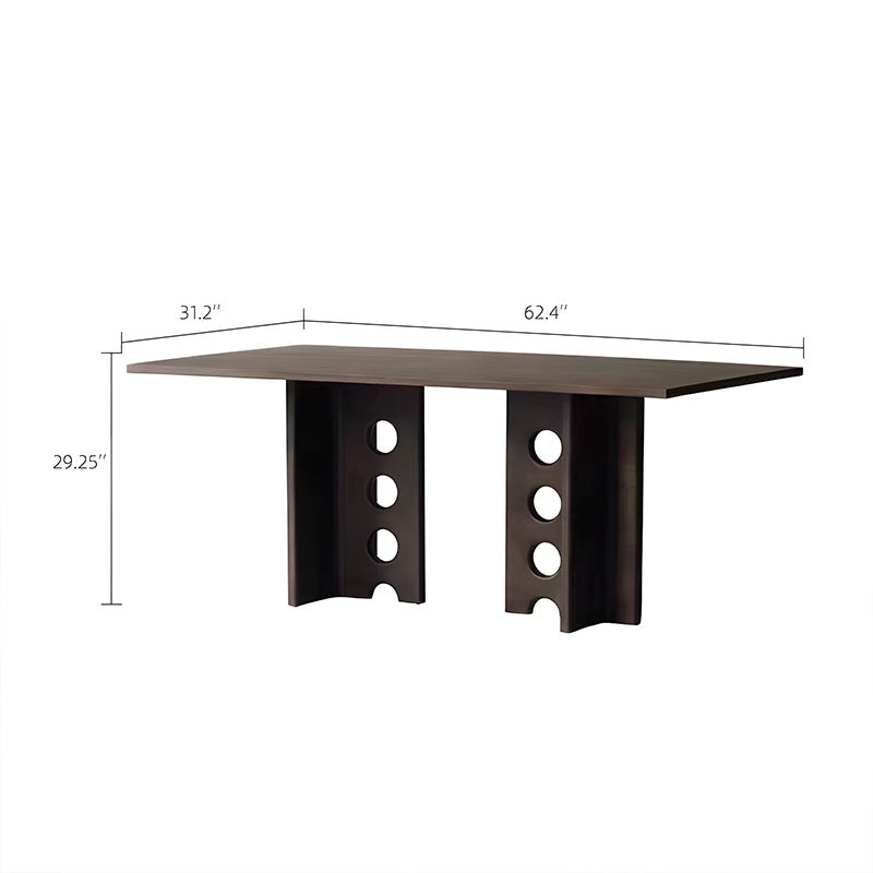 Rectangular Dining Table Solid Wood Walnut Veneer Base Scratch Resistant Sintered Stone Top Modern Elegant Design