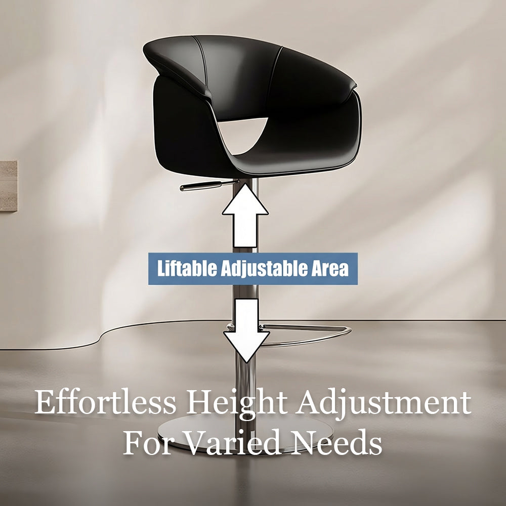 Modern Adjustable Swivel Bar Stool PU Leather Seat Gas Lift Height Adjustable Bar Chair with Chrome Base 1 Piece