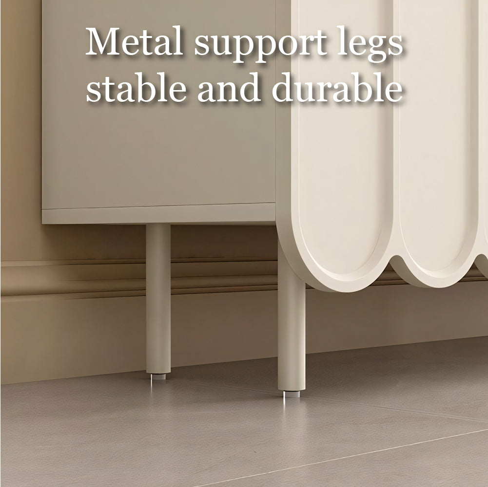 62.9'' Modern White Shoe Cabinet with Large Storage Multi-Layer Entryway Organizer with Rounded Design