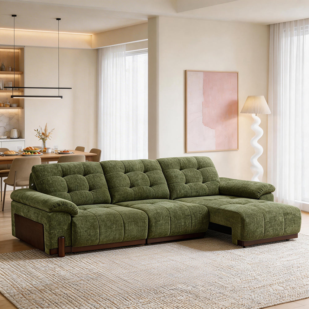 126.7'' Modern Power Reclining Fabric Sofa Remote Control Adjustable Deep Seat Lounge Couch