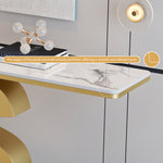 Load image into Gallery viewer, Elegant Gold Sign Base Console Table with Marble Top

