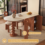 Load image into Gallery viewer, Modern Dining Table Solid Wood Base Ceramic Stone Top Minimalist Design
