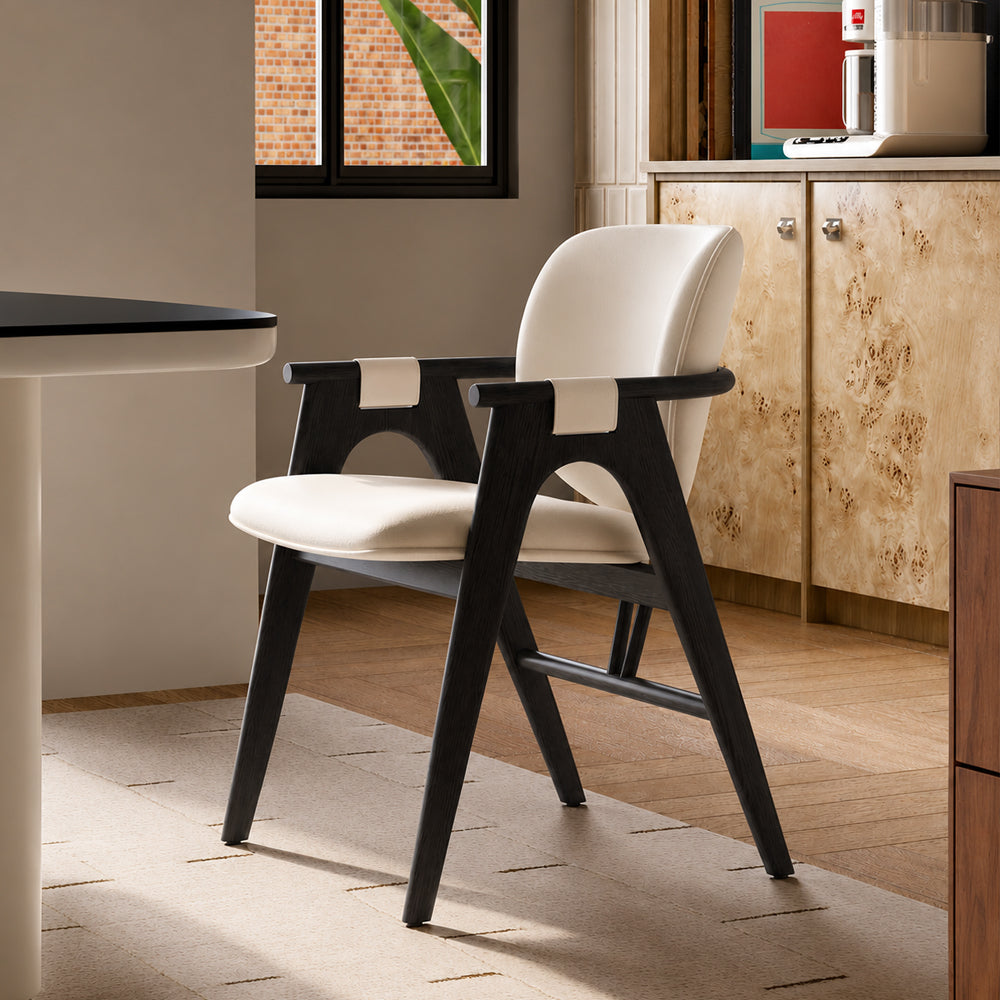 Modern Upholstered Dining Chair with Solid Wood Frame and Armrests 1 Piece