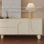 Load image into Gallery viewer, 78.7'' Modern Sculpted White TV Stand with Artistic Panel Design
