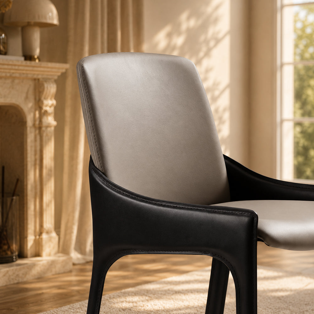 Ergonomic Padded PU Leather Minimalist Armrest Dining Room Chair 1 Piece