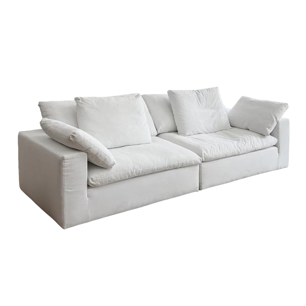78''-110''Modular White Feather Filled Sofa Extra Deep Seat Pillow Armrest Contemporary Lounge Design