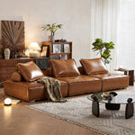 Load image into Gallery viewer, Modern Modular Vintage Leather Sofa Tufted Deep Seat Lounge Sofa Oil Wax Top Grain Leather
