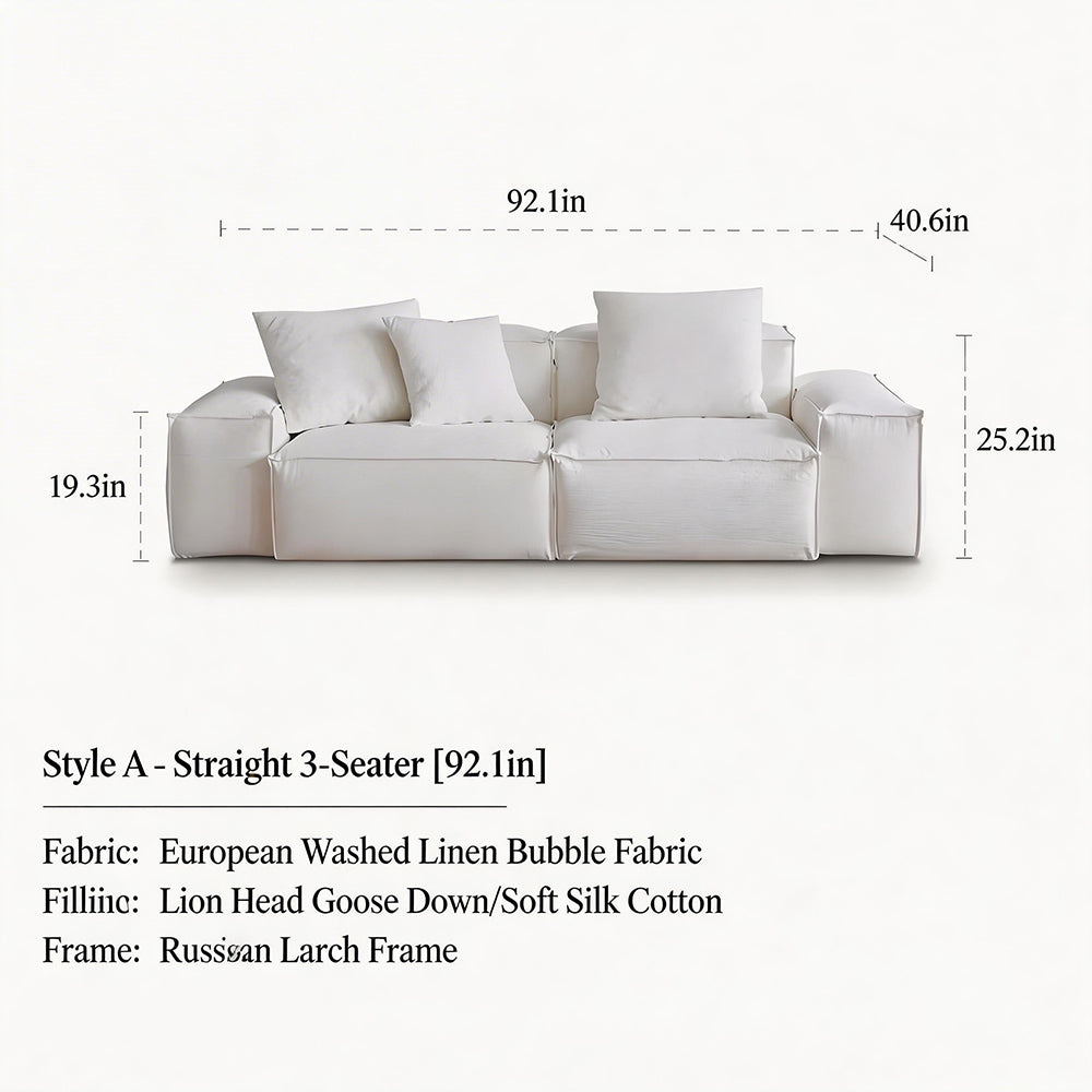 Modern Modular Sectional Sofa Removable Washable Cover Cream Upholstery Minimalist Low Profile Design