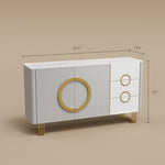 Load image into Gallery viewer, 62.4" Sleek Modern White and Gold Buffet Cabinet with Circular Accents
