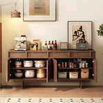 Load image into Gallery viewer, 62.9'' Modern Walnut Sideboard Cabinet Wooden Buffet Storage Minimalist Console for Dining Room &amp; Living Room
