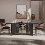 Load image into Gallery viewer, Modern Dining Table Oval Stone Texture Tabletop with Stainless Steel Pedestal Base Minimalist Dining Table
