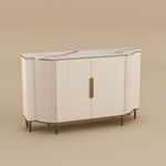 Load image into Gallery viewer, 54.6" Elegant Cream White Sideboard Buffet Cabinet with Adjustable Shelves

