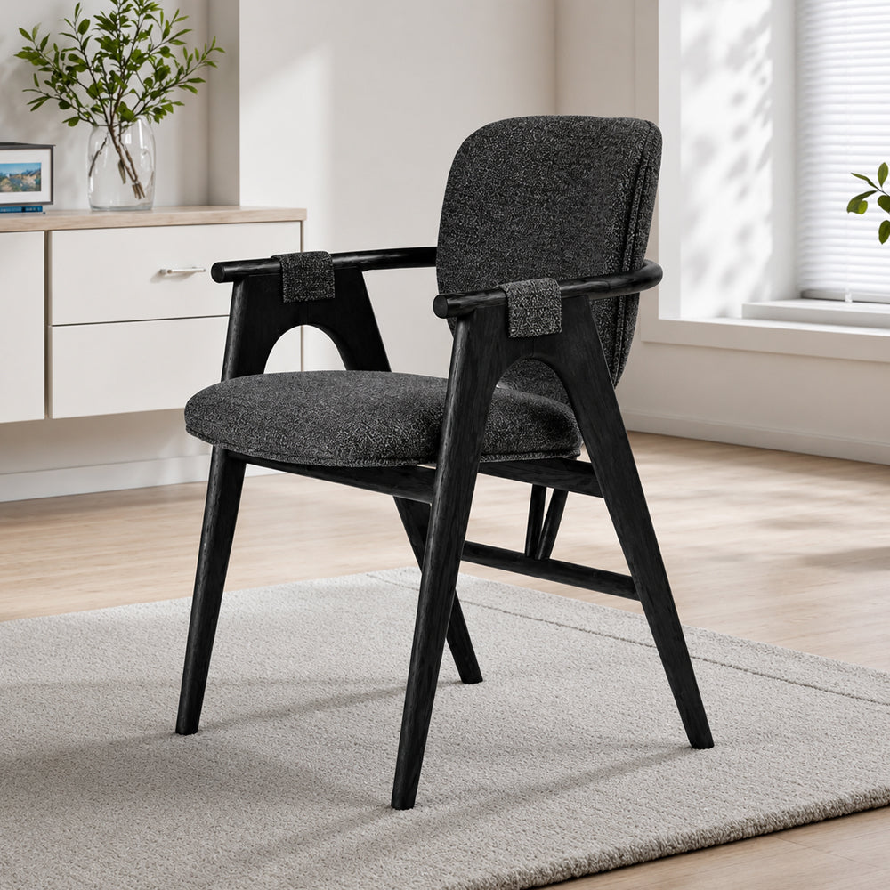 Modern Upholstered Dining Chair with Solid Wood Frame and Armrests 1 Piece