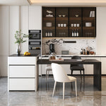 Load image into Gallery viewer, Black &amp; White Extendable Kitchen Island with Storage and Built-In Power Outlets
