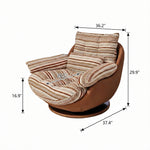 Load image into Gallery viewer, Striped Swivel Lounge Chair with Tan Faux Leather Shell

