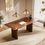 Load image into Gallery viewer, 62.4″/70.2″ Rectangular Wooden Dining Table Modern Minimalist Design Sculpted Legs
