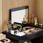 Load image into Gallery viewer, Modern Makeup Vanity Table Set with Mirror Stool &amp; Storage Cabinet
