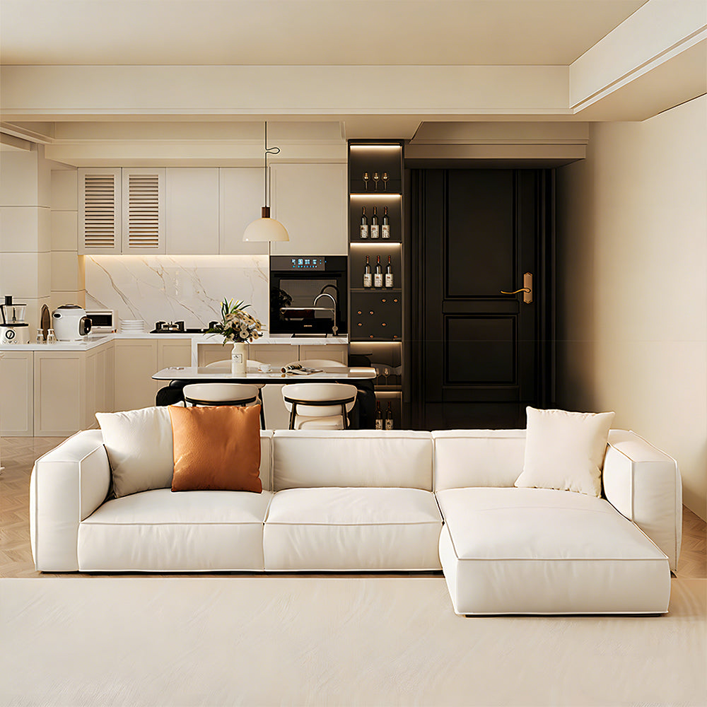 Modern Double-Sided Sectional Sofa in Skin-Friendly Cat-Scratch Fabric with Latex Support