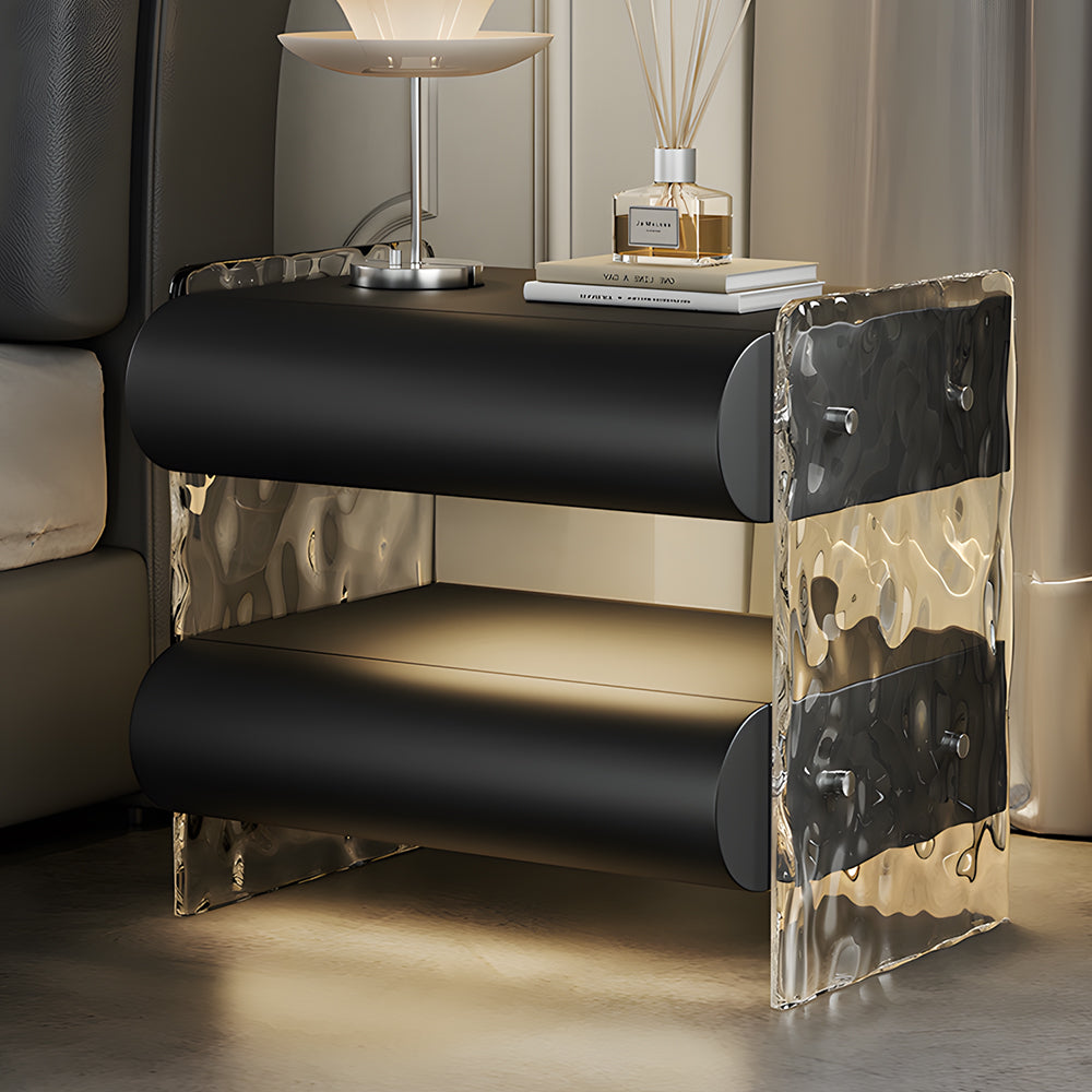 Modern Smart Nightstand Bedside Table with Ambient Lighting and Wireless Charging