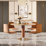 Load image into Gallery viewer, 47.2&#39;&#39; Sintered Stone Dining Table Modern Luxury Heat Resistant Surface Metal Base Modern Minimalist Design
