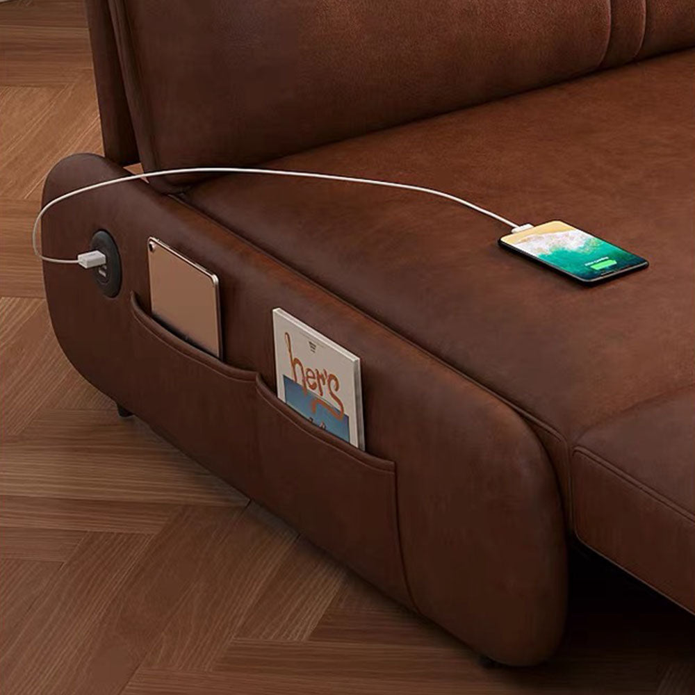 Contemporary Convertible Sofa Bed in Faux Leather Modern Sleeper Sofa for Living Room