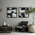 Load image into Gallery viewer, Original hand-painted piece in black, white, grey, and beige, minimalist style that fits any interior.
