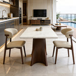 Load image into Gallery viewer, Luxury Sintered Stone Dining Table with Artistic Walnut Wood
