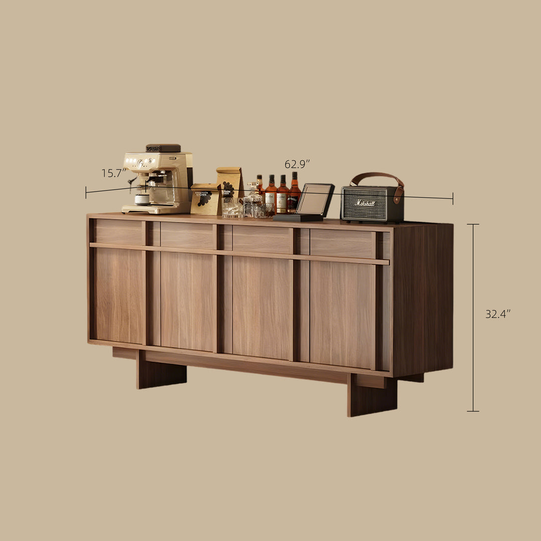 62.9'' Modern Walnut Sideboard Cabinet Wooden Buffet Storage Minimalist Console for Dining Room & Living Room