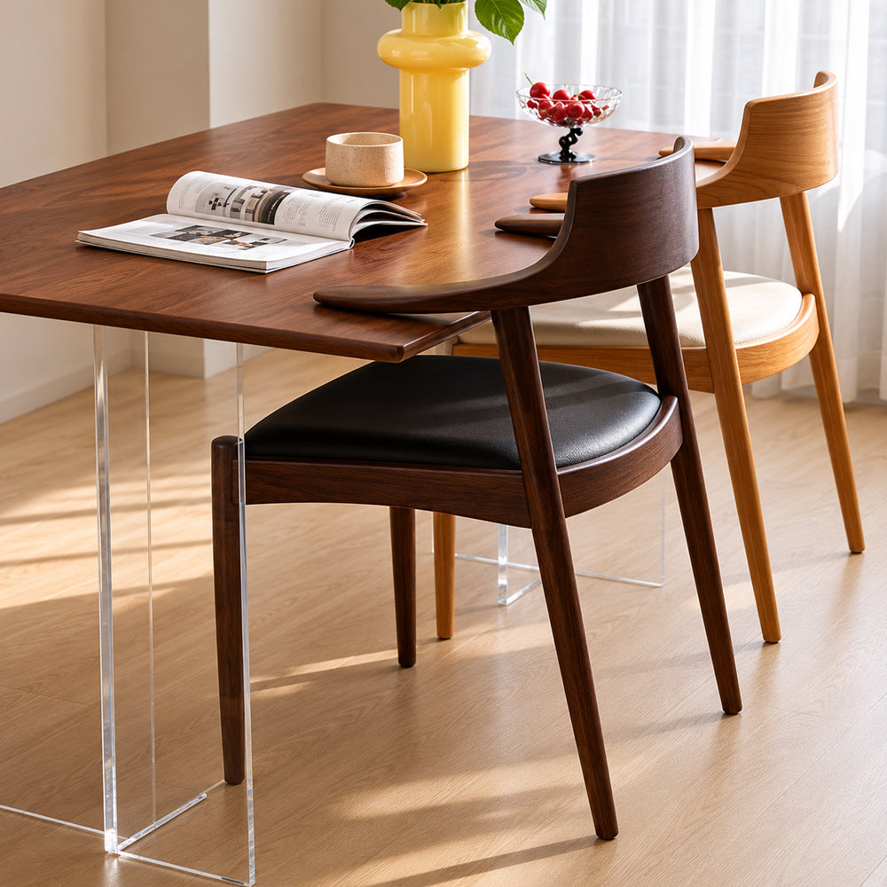 Modern Solid Wood Dining Chair with Handwoven Paper Rope Seat and Sculptural Armrests 1 Piece