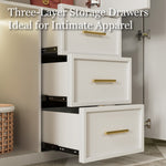 Load image into Gallery viewer, Modern Elegance 3-Door White Wardrobe with Drawers Multi-Section Storage with Drawers and Hanging Space
