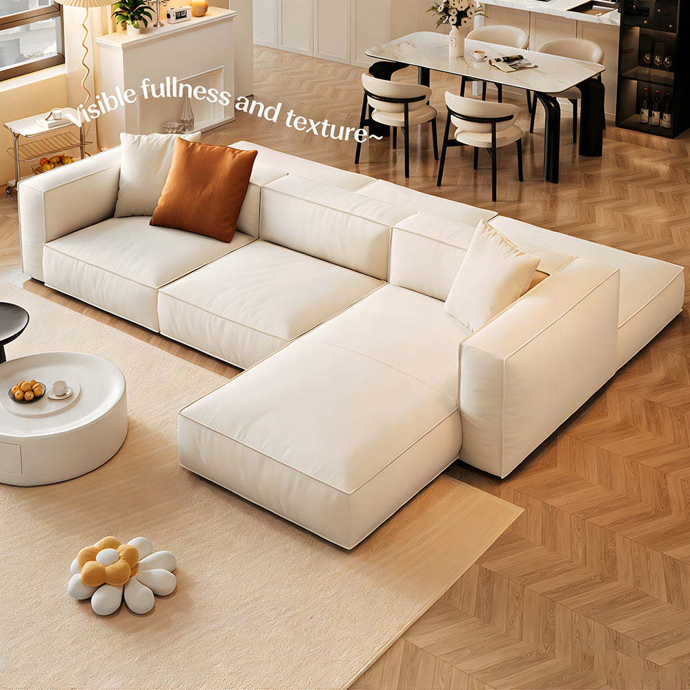 Modern Double-Sided Sectional Sofa in Skin-Friendly Cat-Scratch Fabric with Latex Support