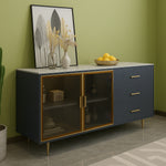 Load image into Gallery viewer, Modern Sideboard Cabinet Marble Top Glass Doors Gold Frame Storage with Drawers
