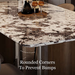 Load image into Gallery viewer, Contemporary Gloss Marble Grain Dining Table with Dual Material Legs
