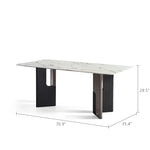 Load image into Gallery viewer, Modern Rectangular Dining Table with Marble-Look Top and Sculptural Pedestal Base
