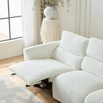 Load image into Gallery viewer, 106.2'' Modern Electric Reclining Sofa Cream Fabric Power Sofa with Adjustable Footrest and Wide Armrests
