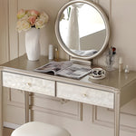 Load image into Gallery viewer, 45.6'' Modern Luxury Vanity Desk Shell Inlay Finish Makeup Table with Mirror and Drawers

