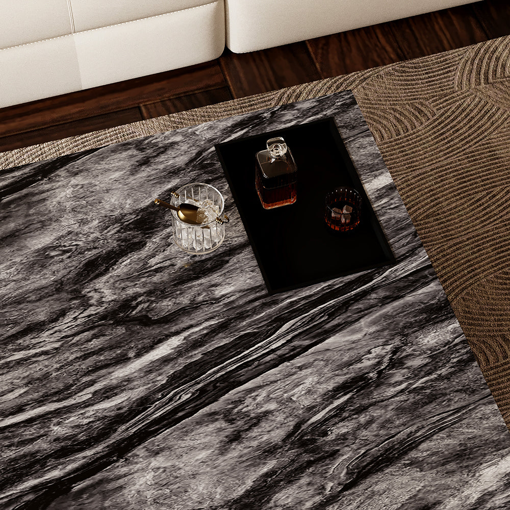 35.1″ Square Coffee Table with Built-in Tray Modern Luxury Design Durable and Easy to Clean for Living Room