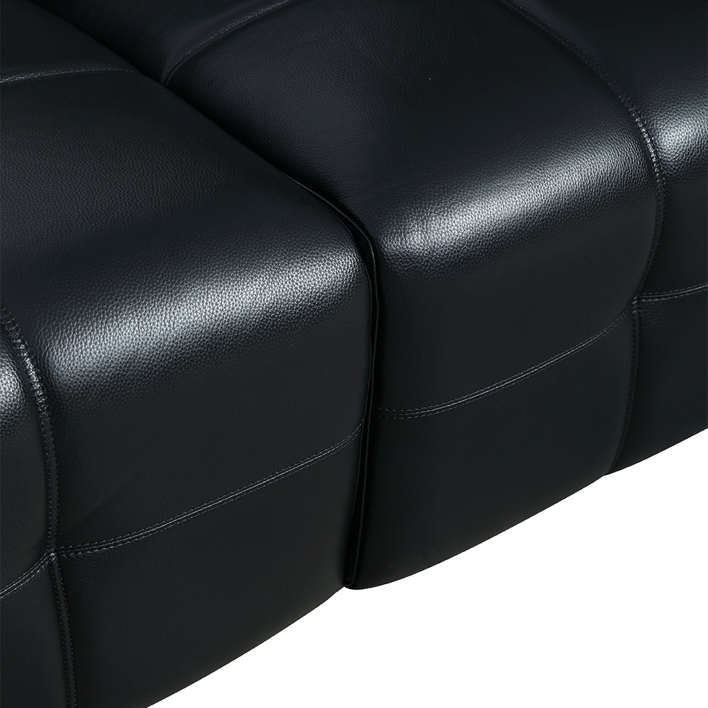 Luxury Sofa Black Genuine Leather Electric Power Recliner with Smart Voice Control for Ultimate Comfort