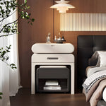 Load image into Gallery viewer, Modern Minimalist Vanity Desk with LED Mirror Storage Drawer Makeup Table Set with Upholstered Stool
