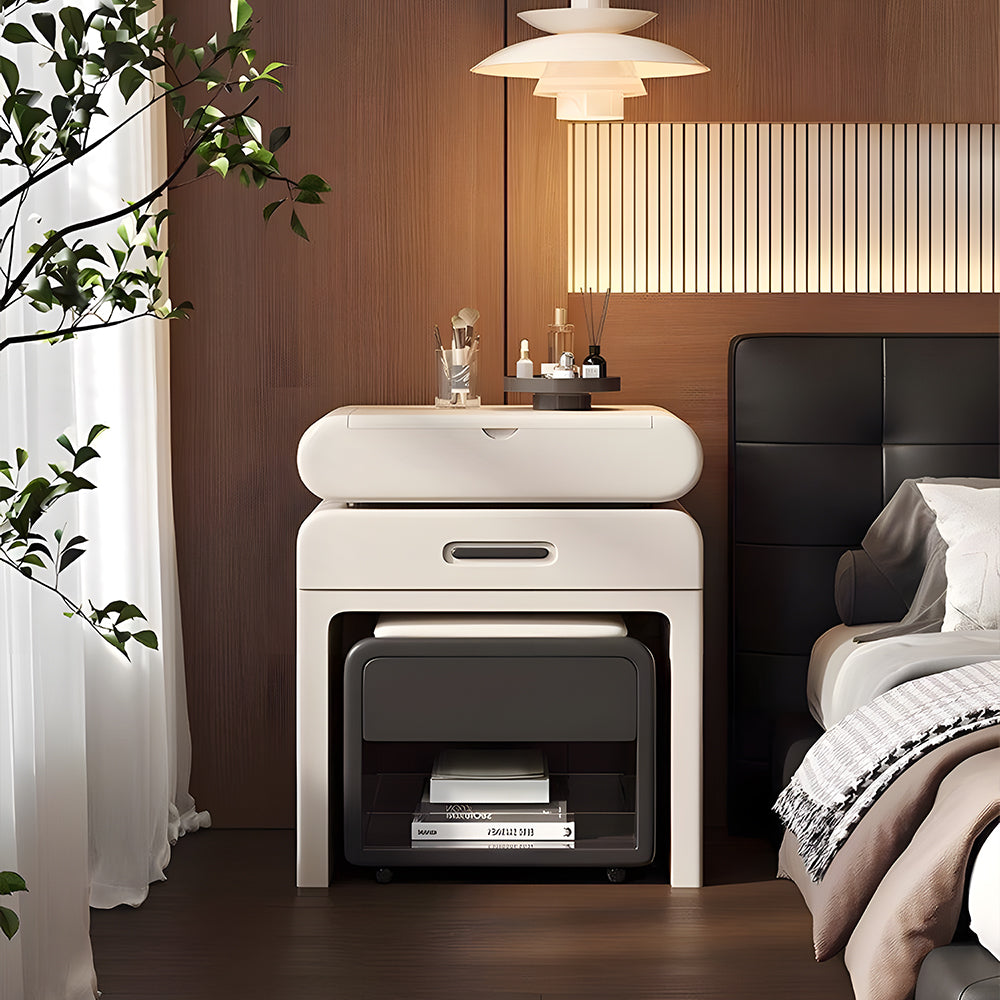 Modern Minimalist Vanity Desk with LED Mirror Storage Drawer Makeup Table Set with Upholstered Stool