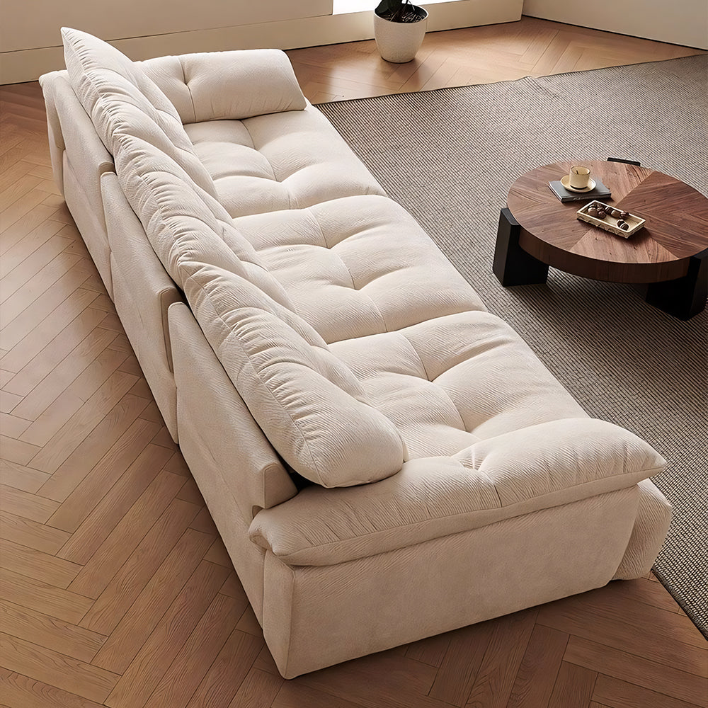 Modern Deep-Seat Tufted Chenille Sofa with Oversized Cushions