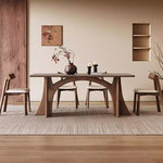 Load image into Gallery viewer, Dining Table Stone-Look Ceramic Top Solid Wood Base Modern Minimalist Design
