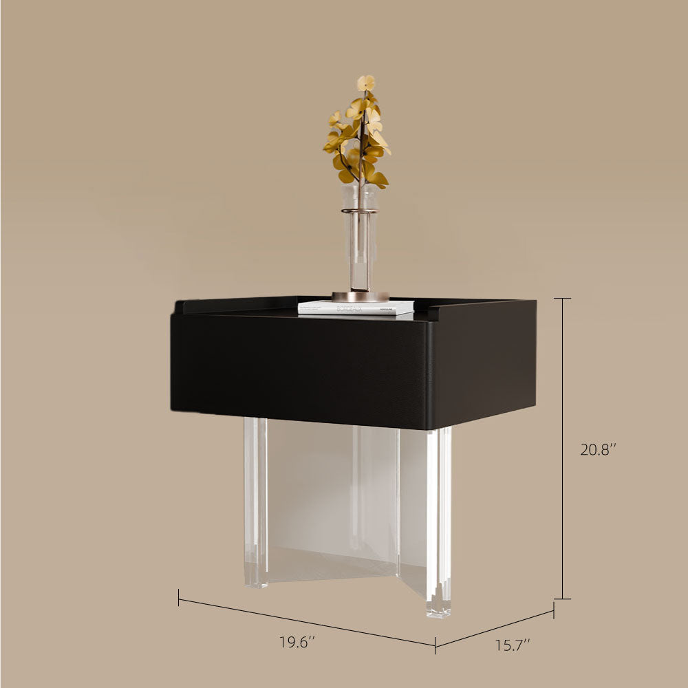 Luxury Smart Nightstand Bedside Table with Scratch-Resistant Leather & LED Lighting