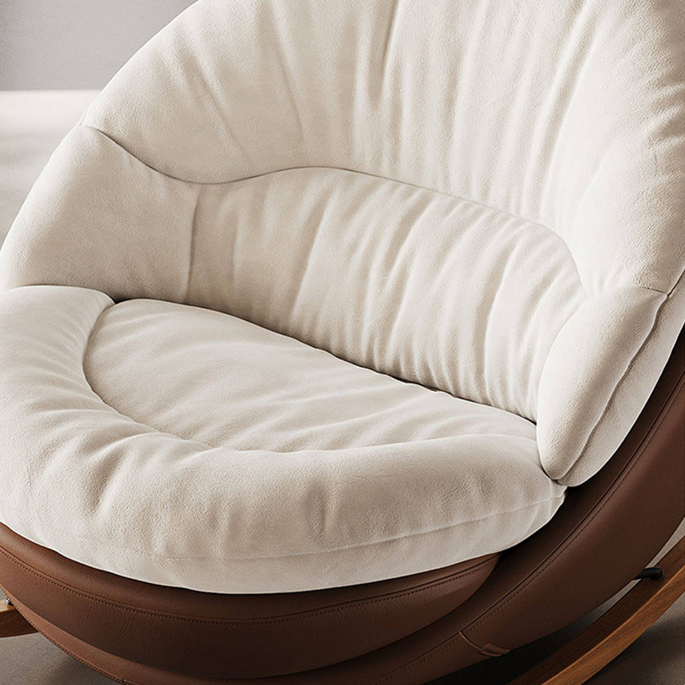 Cream Rocking Lounge Chair with Brown Wraparound Shell