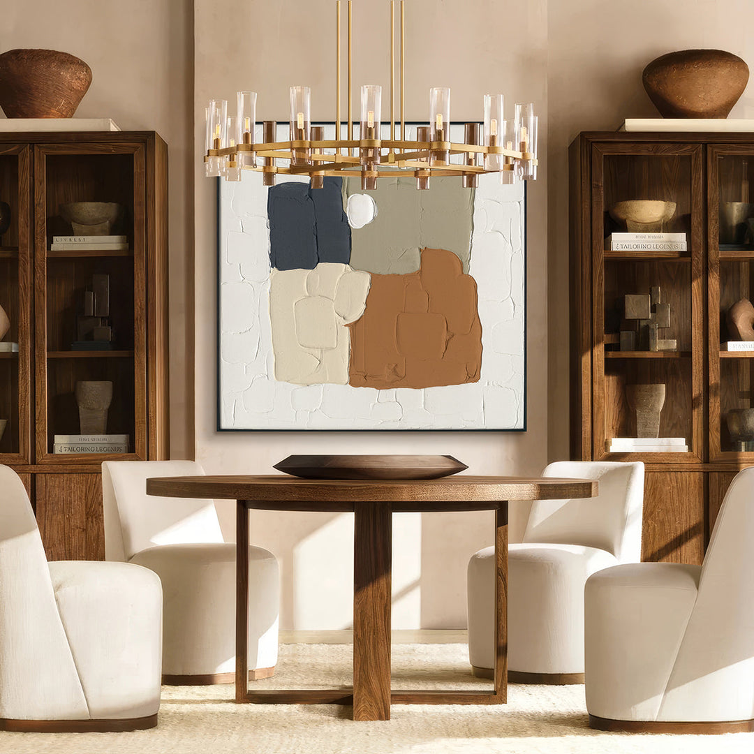 Textured geometry meets serene tones, creating timeless harmony for modern living spaces.