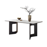 Load image into Gallery viewer, Rectangular Dining Table Solid Wood Legs Walnut Veneer Sintered Stone Top Modern Design
