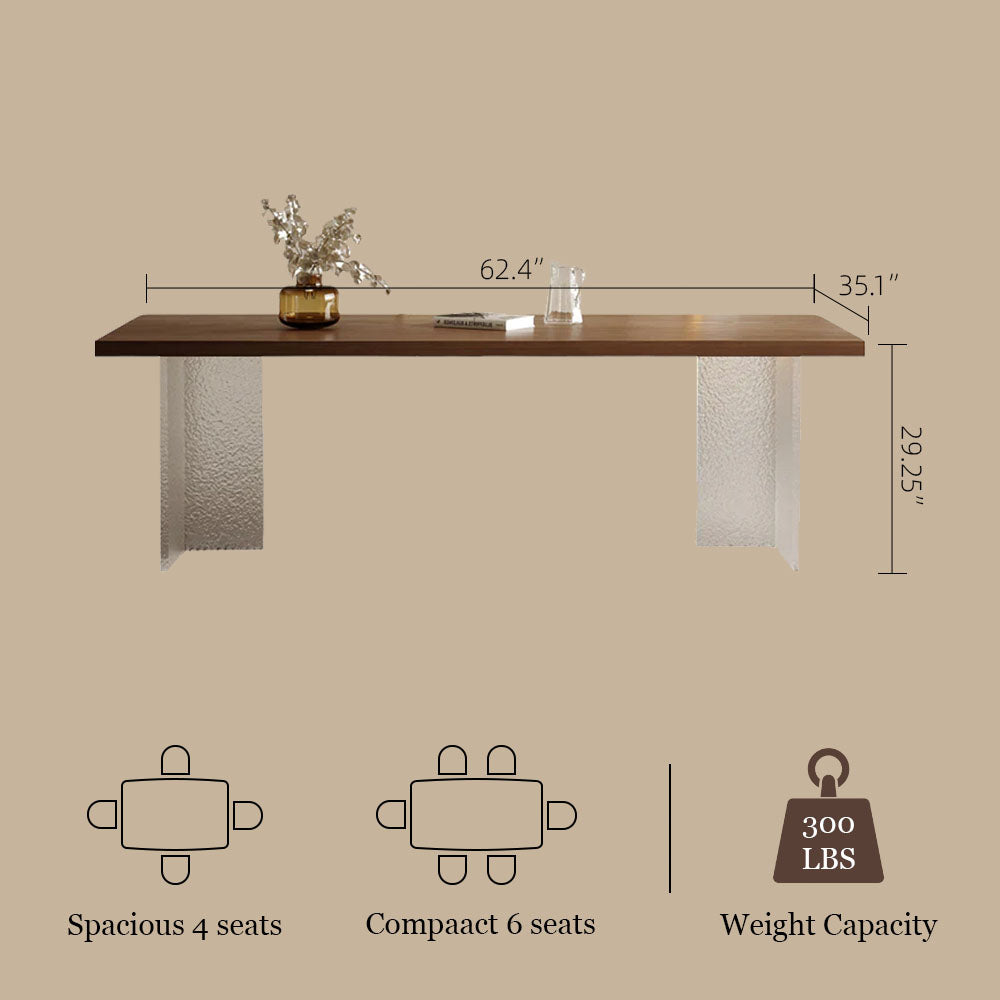 54.6''Dining Table Set with Boucle Chairs, Artistic Base, Space-Saving Design