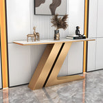 Load image into Gallery viewer, Golden Base Console Table with Decorative Accent

