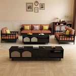 Load image into Gallery viewer, TV Stand &amp; Coffee Table Set with Cane Drawers Mid-Century Modern Style Spacious Storage Elegant Design
