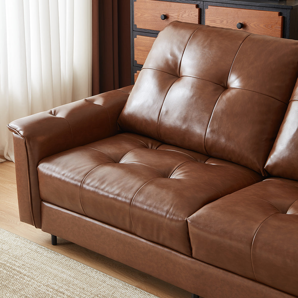 81.1'' Modern Faux Leather Sofa Bed with Pull-Out Mattress Convertible Sleeper Sofa
